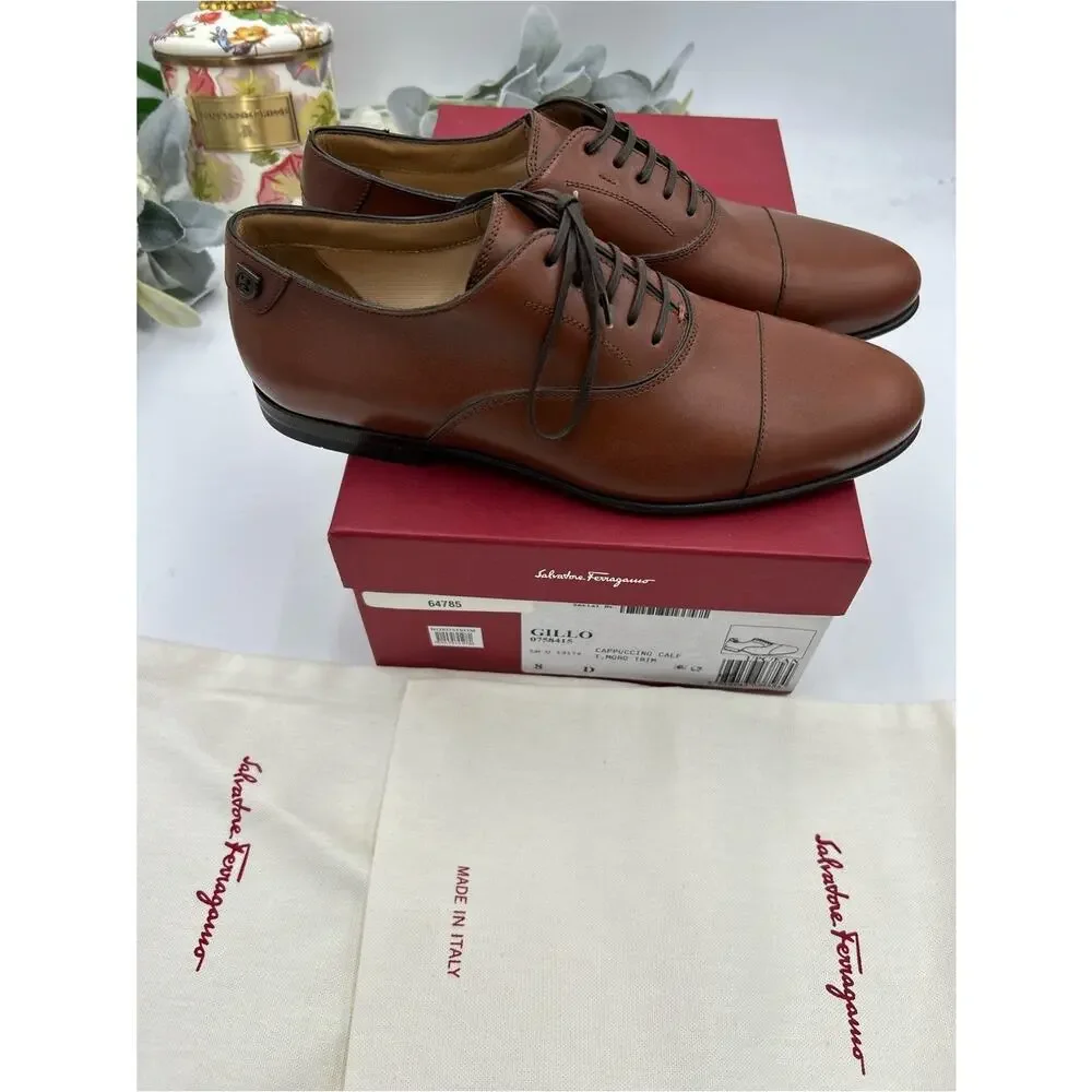 Men's Salvatore Ferragamo GILLO lace up Oxford size 8D made in Italy